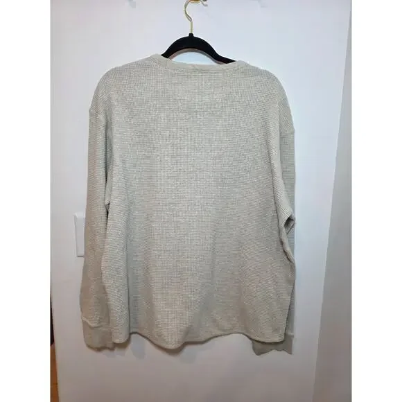 Eddie Bauer Shirt Mens Large Cream Long Sleeve Waffle Thermal Crewneck Neutral - Picture 5 of 6